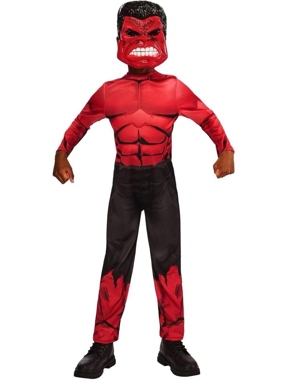 Red Hulk Costume + Mask Boys Girls Superhero Marvel Fancy Dress Outfit Kids S6/7